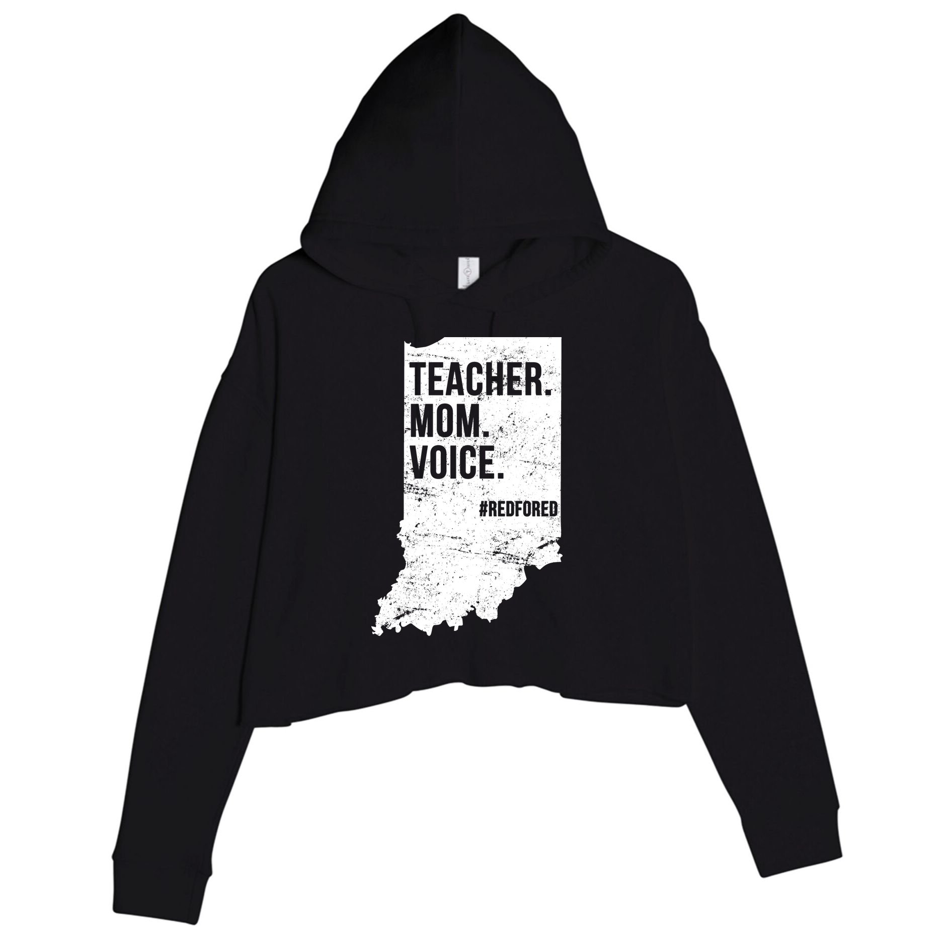 Indiana Teachers Red For Ed Mom Voice Crop Fleece Hoodie
