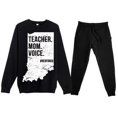 Indiana Teachers Red For Ed Mom Voice Premium Crewneck Sweatsuit Set