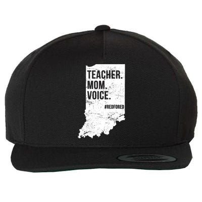 Indiana Teachers Red For Ed Mom Voice Wool Snapback Cap