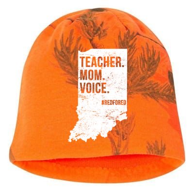 Indiana Teachers Red For Ed Mom Voice Kati - Camo Knit Beanie