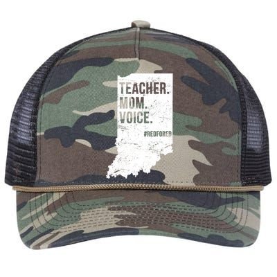 Indiana Teachers Red For Ed Mom Voice Retro Rope Trucker Hat Cap