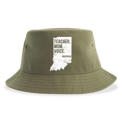 Indiana Teachers Red For Ed Mom Voice Sustainable Bucket Hat