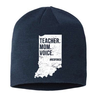 Indiana Teachers Red For Ed Mom Voice Sustainable Beanie