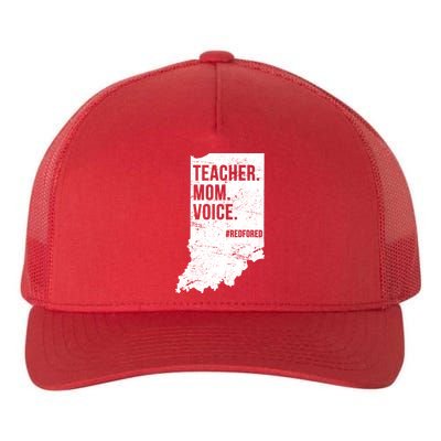 Indiana Teachers Red For Ed Mom Voice Yupoong Adult 5-Panel Trucker Hat