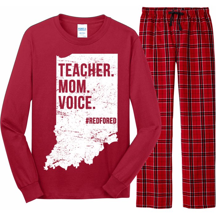 Indiana Teachers Red For Ed Mom Voice Long Sleeve Pajama Set