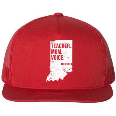 Indiana Teachers Red For Ed Mom Voice Flat Bill Trucker Hat