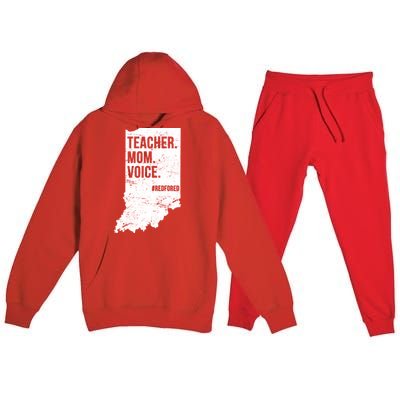 Indiana Teachers Red For Ed Mom Voice Premium Hooded Sweatsuit Set