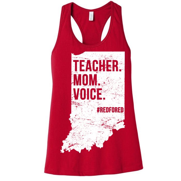 Indiana Teachers Red For Ed Mom Voice Women's Racerback Tank