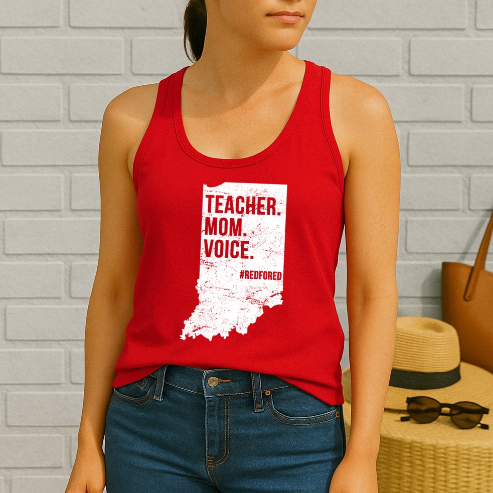 Indiana Teachers Red For Ed Mom Voice Womens Tank Top