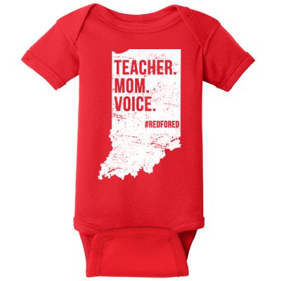 Indiana Teachers Red For Ed Mom Voice Baby Bodysuit