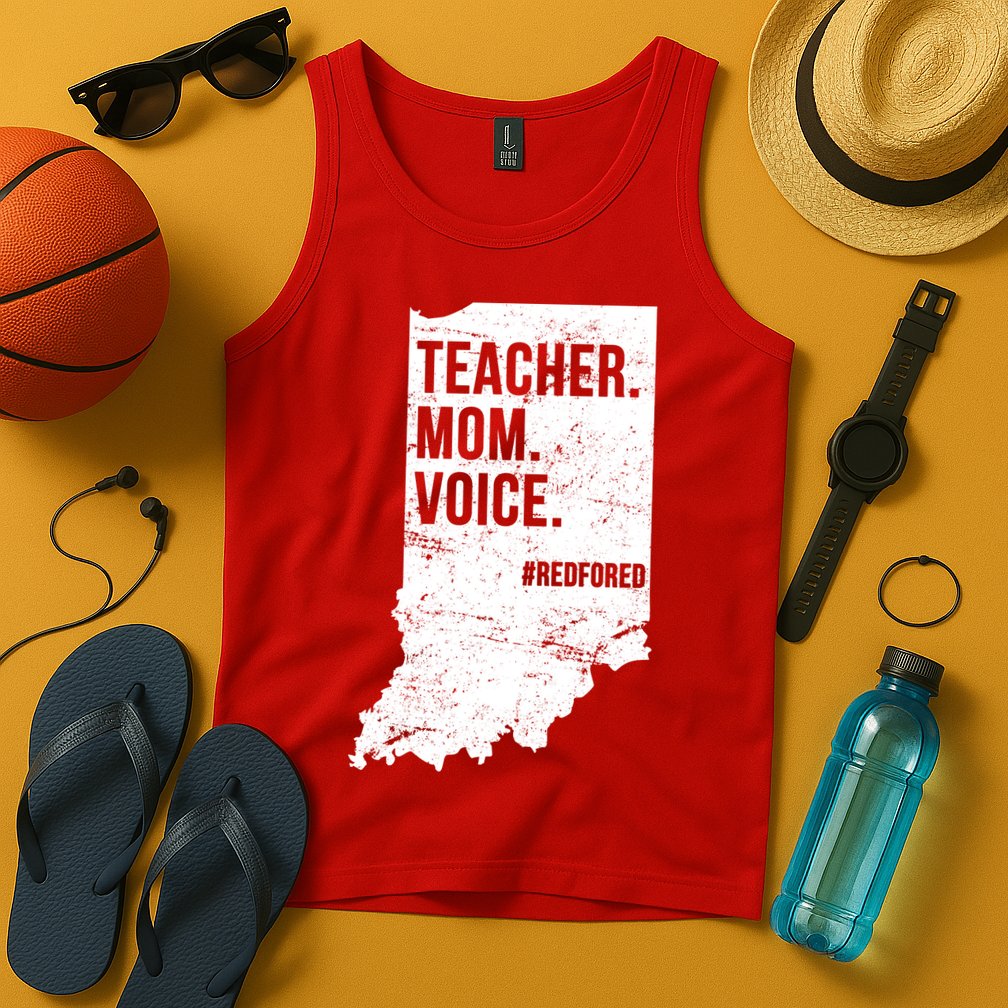 Indiana Teachers Red For Ed Mom Voice Tank Top