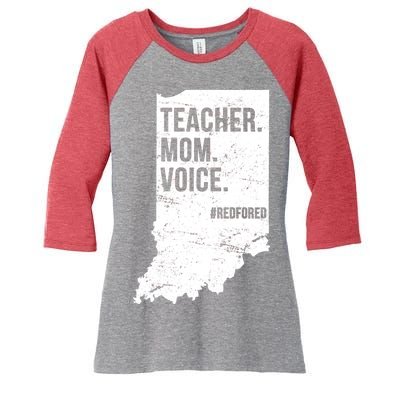 Indiana Teachers Red For Ed Mom Voice Women's Tri-Blend 3/4-Sleeve Raglan Shirt