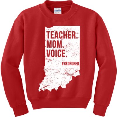 Indiana Teachers Red For Ed Mom Voice Kids Sweatshirt
