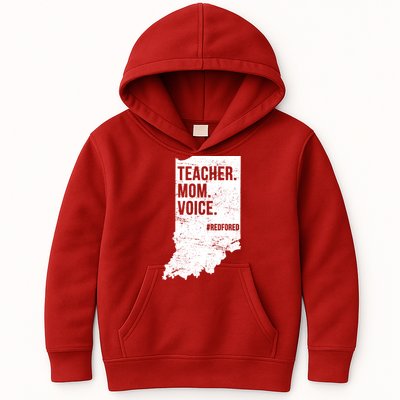 Indiana Teachers Red For Ed Mom Voice Kids Hoodie