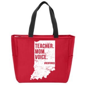 Indiana Teachers Red For Ed Mom Voice Zip Tote Bag