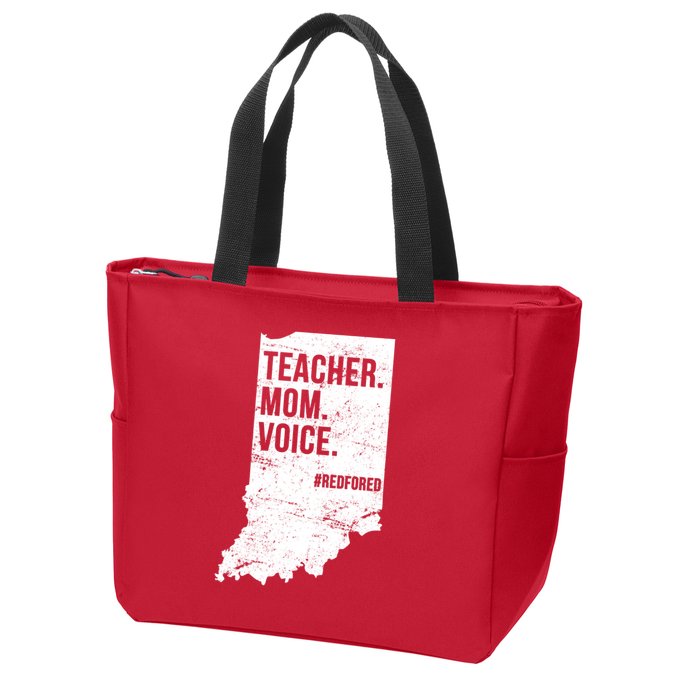 Indiana Teachers Red For Ed Mom Voice Zip Tote Bag