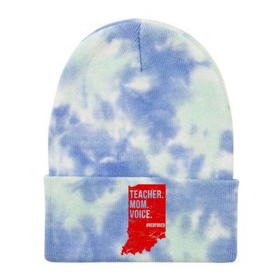 Indiana Teachers Red For Ed Mom Voice Tie Dye 12in Knit Beanie