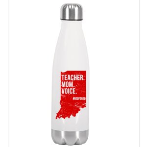 Indiana Teachers Red For Ed Mom Voice Stainless Steel Insulated Water Bottle