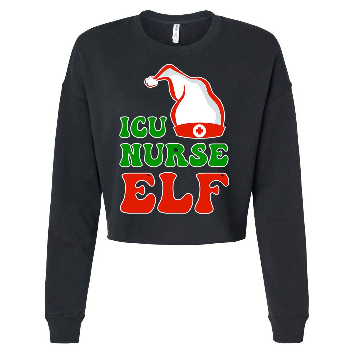 ICU Nurse Elf Cropped Pullover Crew