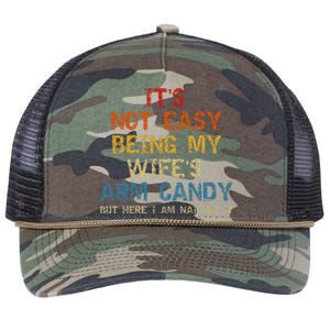 It's Not Easy Being My Wife's Arm Candy but here i am nailin Retro Rope Trucker Hat Cap