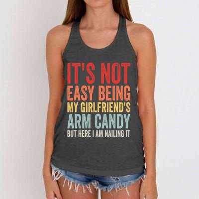 Its Not Easy Being My Girlfriends Arm Candy Retro Women's Knotted Racerback Tank