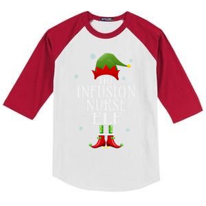 Infusion Nurse Elf Xmas Funny Family Matching Christmas Gift Kids Colorblock Raglan Jersey