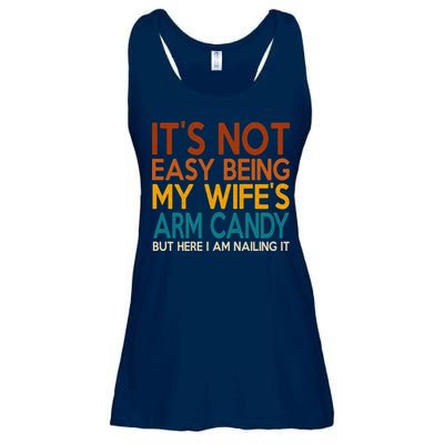 Its Not Easy Being My Wifes Arm Candy But Here I Am Ladies Essential Flowy Tank