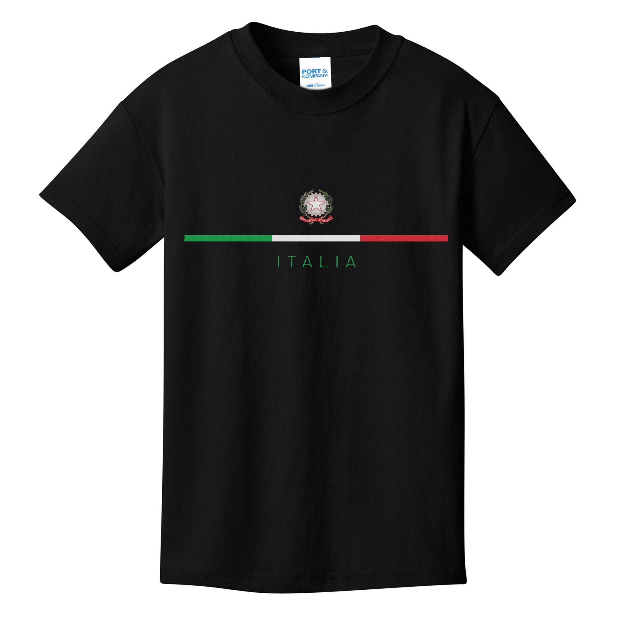 Italia National Flag Colors Italy Crest Logo Italian Roots Kids T-Shirt