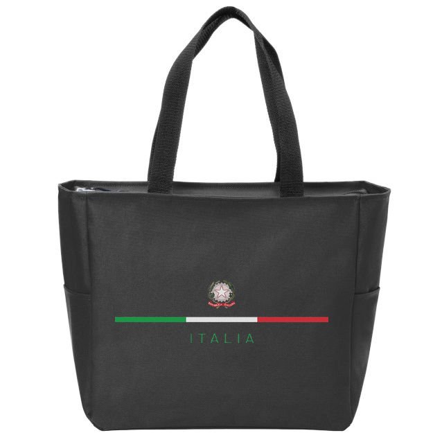Italia National Flag Colors Italy Crest Logo Italian Roots Zip Tote Bag