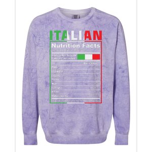 Italian Nutrition Facts Italiano Italy Pride Italian Flag Colorblast Crewneck Sweatshirt