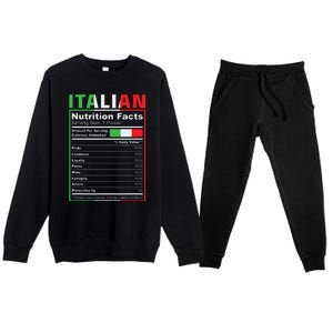 Italian Nutrition Facts Italiano Italy Pride Italian Flag Premium Crewneck Sweatsuit Set