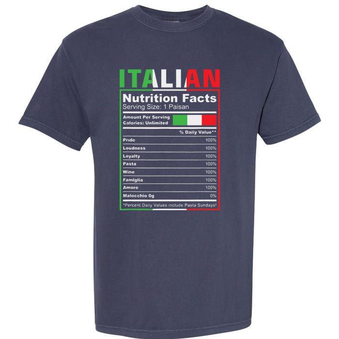 Italian Nutrition Facts Italiano Italy Pride Italian Flag Garment-Dyed Heavyweight T-Shirt