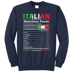 Italian Nutrition Facts Italiano Italy Pride Italian Flag Sweatshirt