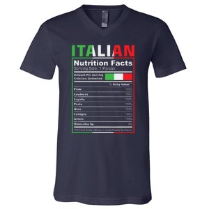 Italian Nutrition Facts Italiano Italy Pride Italian Flag V-Neck T-Shirt