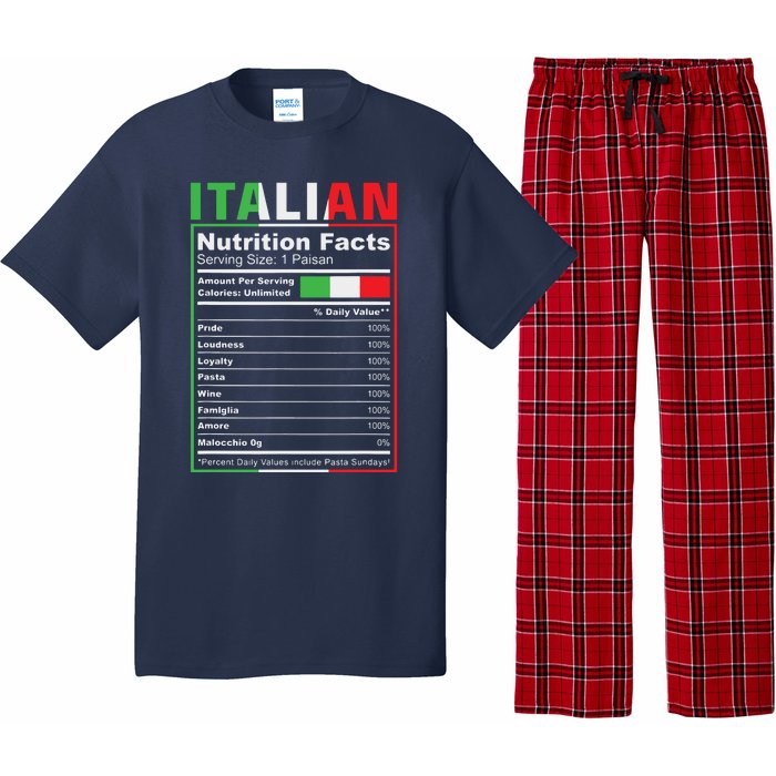 Italian Nutrition Facts Italiano Italy Pride Italian Flag Pajama Set