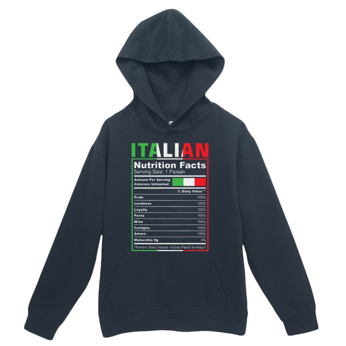 Italian Nutrition Facts Italiano Italy Pride Italian Flag Urban Pullover Hoodie