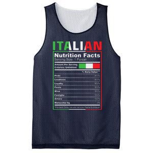 Italian Nutrition Facts Italiano Italy Pride Italian Flag Mesh Reversible Basketball Jersey Tank