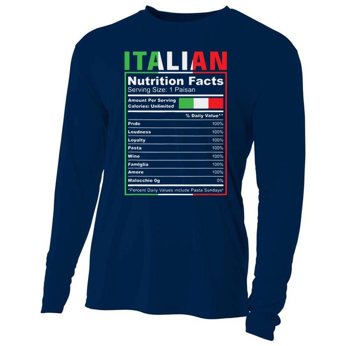 Italian Nutrition Facts Italiano Italy Pride Italian Flag Cooling Performance Long Sleeve Crew