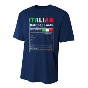 Italian Nutrition Facts Italiano Italy Pride Italian Flag Performance Sprint T-Shirt