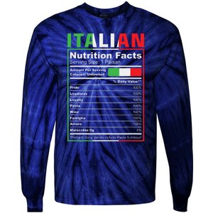 Italian Nutrition Facts Italiano Italy Pride Italian Flag Tie-Dye Long Sleeve Shirt