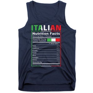 Italian Nutrition Facts Italiano Italy Pride Italian Flag Tank Top