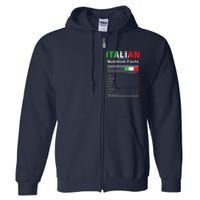 Italian Nutrition Facts Italiano Italy Pride Italian Flag Full Zip Hoodie