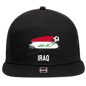 Iraq National Football Soccer Team Flag 7 Panel Mesh Trucker Snapback Hat