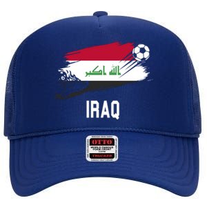 Iraq National Football Soccer Team Flag High Crown Mesh Back Trucker Hat