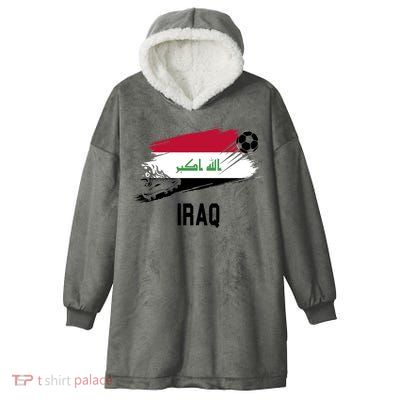 Iraq National Football Soccer Team Flag Hooded Wearable Blanket