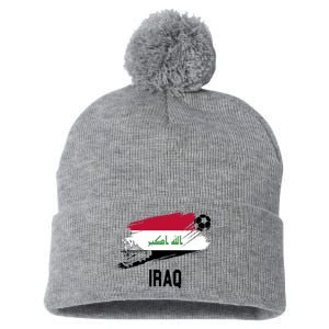 Iraq National Football Soccer Team Flag Pom Pom 12in Knit Beanie