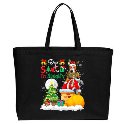 IM Naughty Funny Joke Xmas Santa Reindeer Pit Bull Owner Funny Gift Cotton Canvas Jumbo Tote