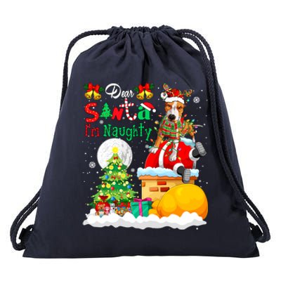 IM Naughty Funny Joke Xmas Santa Reindeer Pit Bull Owner Funny Gift Drawstring Bag