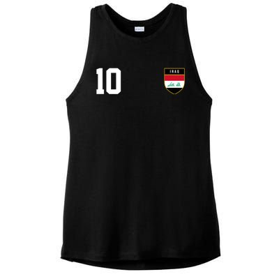 Iraq Nation Football Soccer 10 Jersey Ladies PosiCharge Tri-Blend Wicking Tank