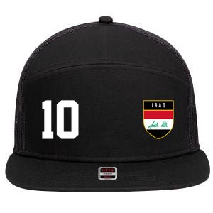 Iraq Nation Football Soccer 10 Jersey 7 Panel Mesh Trucker Snapback Hat